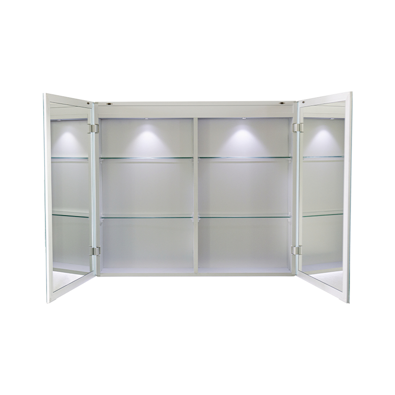 Kabinet Cermin Bilik Mandi Pintar LED Dua Pintu (Dengan Suis Leret Tangan Anti-Kabut) Kabinet Cermin Bilik Mandi Pintar LED Dua Pintu (Dengan Suis Leret Tangan Anti-Kabut)