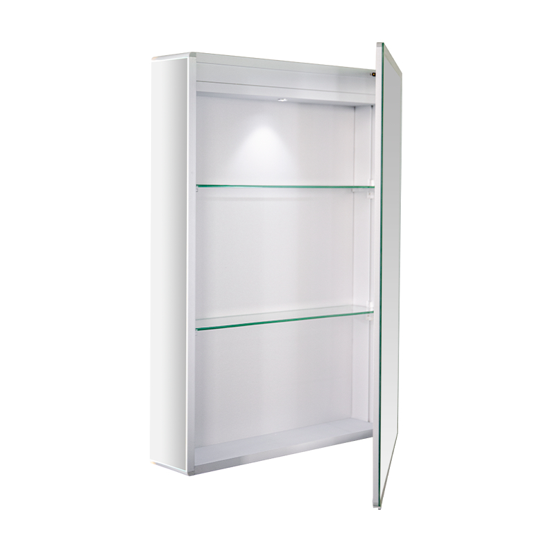 Aluminum Alloy Kalis Air Satu Pintu LED Kabinet Cermin Bilik Mandi