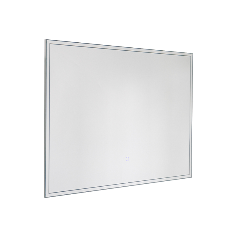 Bingkai Aluminium LED Peredupan Pintar Penyahkabusan Cermin Bilik Mandi Bercahaya Belakang Bingkai Aluminium LED Peredupan Pintar Penyahkabusan Cermin Bilik Mandi Bercahaya Belakang