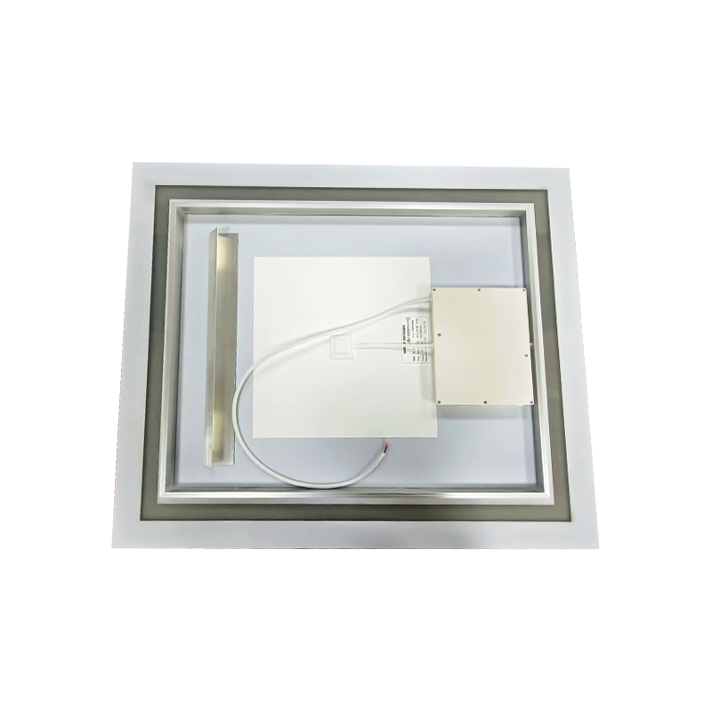 Bingkai Aluminium LED Peredupan Pintar Penyahkabusan Cermin Bilik Mandi Bercahaya Belakang Bingkai Aluminium LED Peredupan Pintar Penyahkabusan Cermin Bilik Mandi Bercahaya Belakang